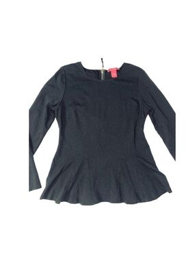 Catherine Malandrino Black Long sleeve peplum top L